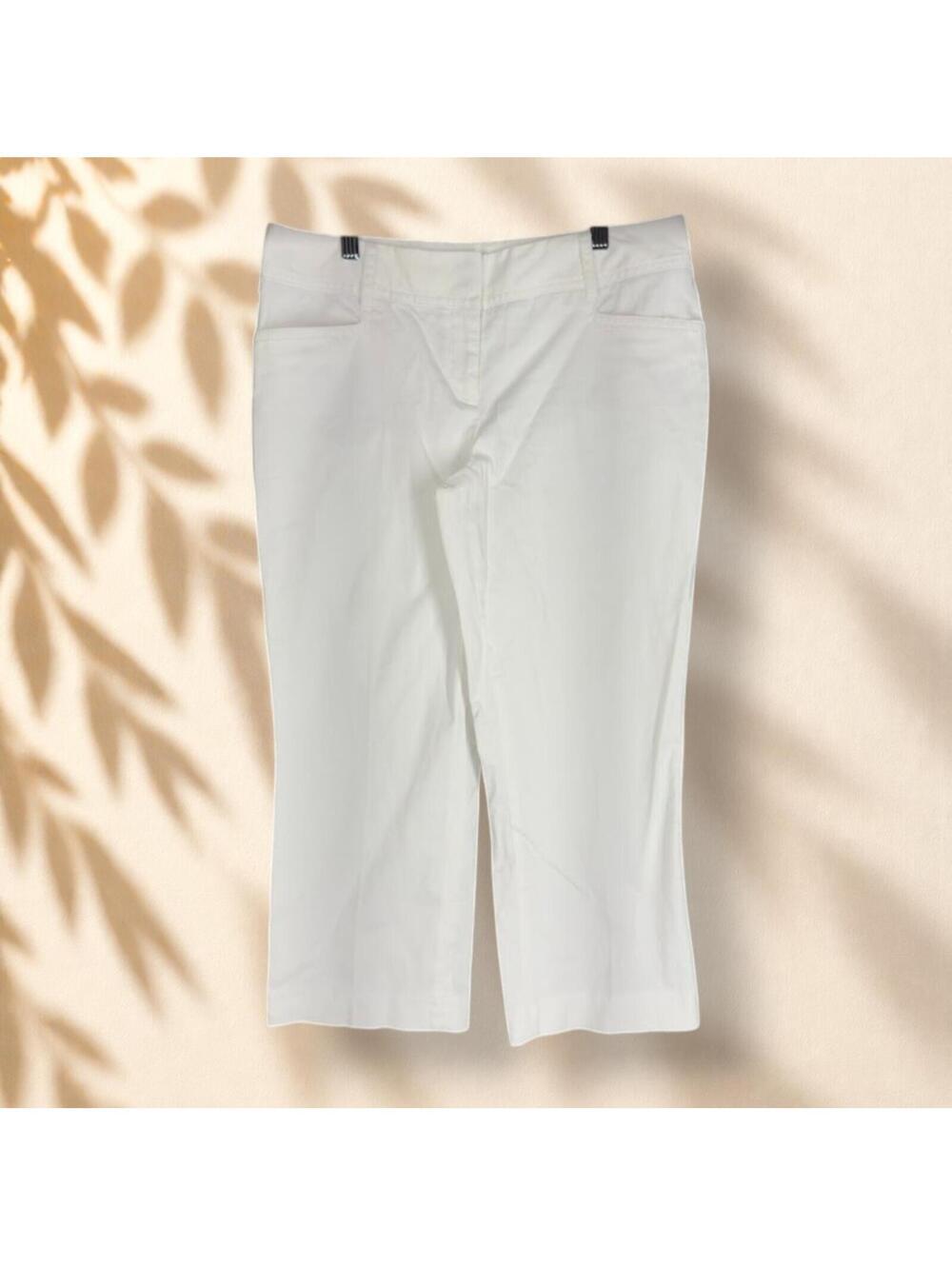 Express Cropped Pants Women 4 White Low Rise Stretch Flat Front Cotton Pockets